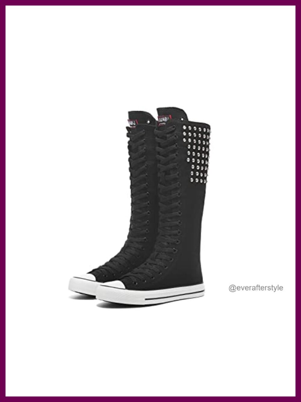 Knee High Lace Up Canvas Sneakers Side Zip Platform Boots
